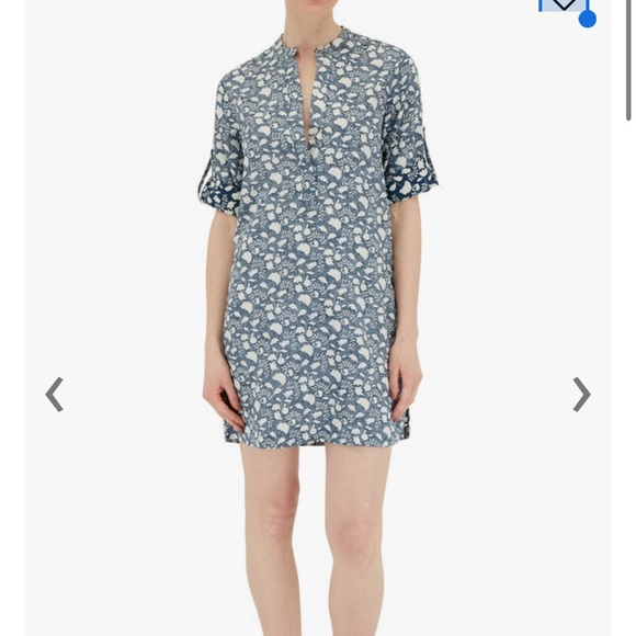 FAHERTY BRAND Penelope Indigo Floral Linen Shift Dress - Picture 1 of 10